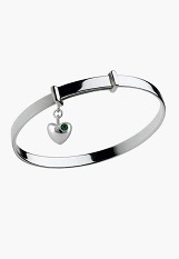 nice petite silver heart charm May birthstone baby bracelet